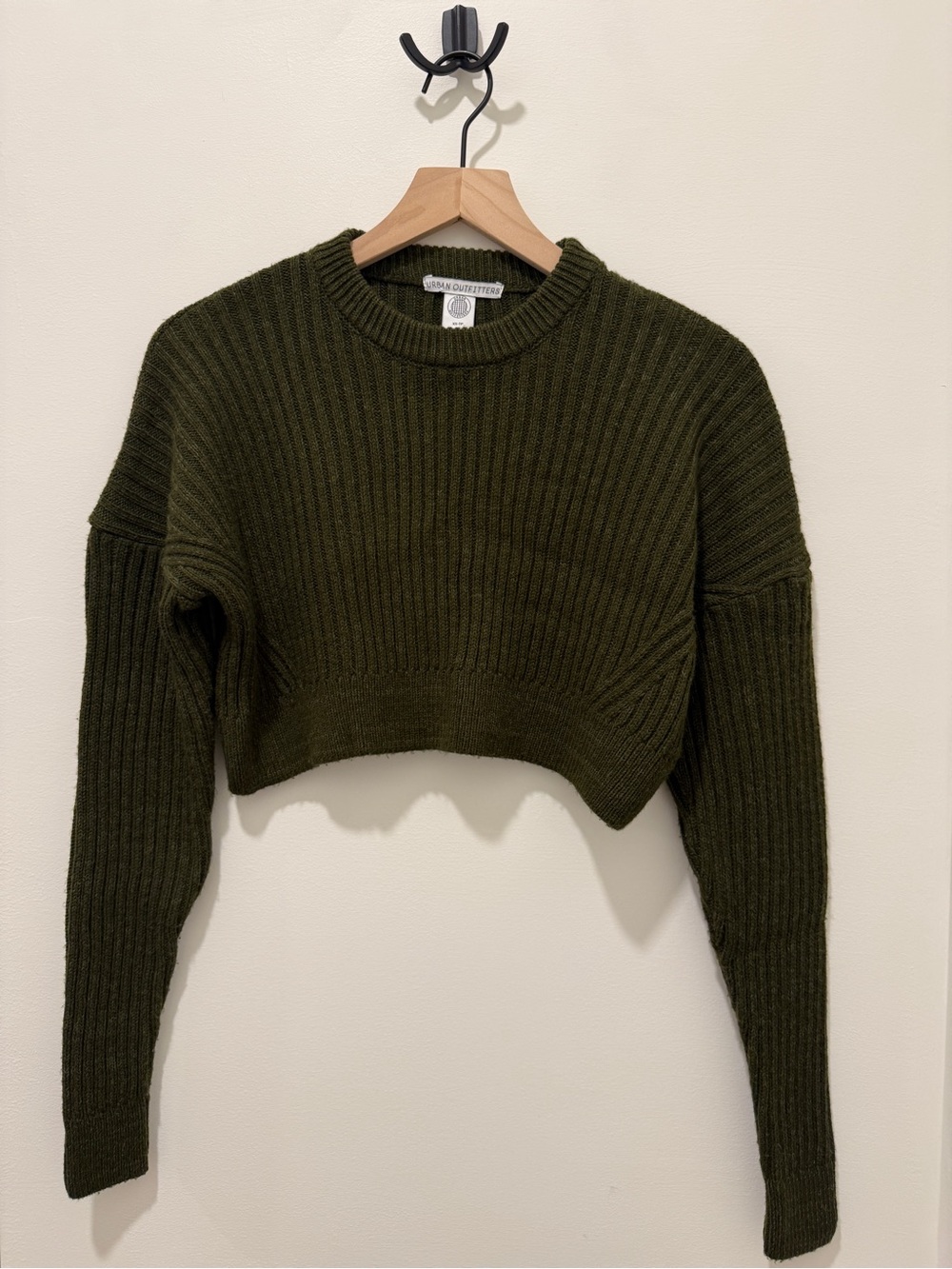 Urban Outfitters Green Ribbed Cropped Sweater